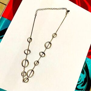 Modern Geometric Circles Statement Necklace - Silver Tone Minimalist